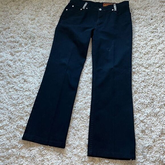 Vintage LAWMAN Western Womens Embellished Black Jeans Rhinestone Size 9 Slim Fit - Picture 1 of 16